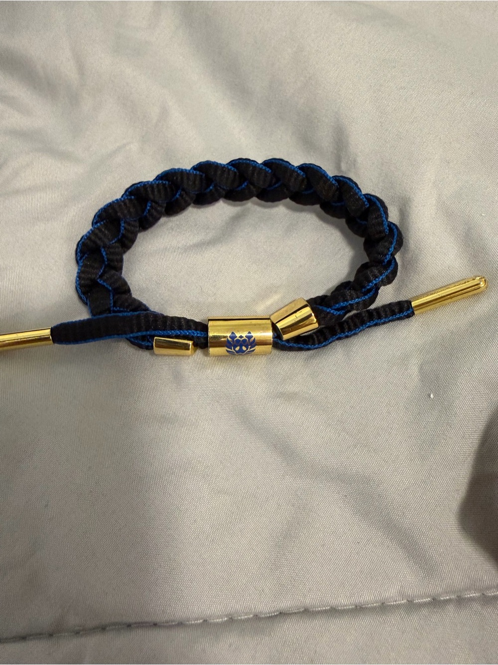 Black and Blue Braided Cord Bracelet with Gold Accents